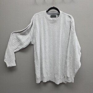 Hill Archer Sweater Mens XL Tall Gray Crewneck Textured Knit Cotton Made in USA